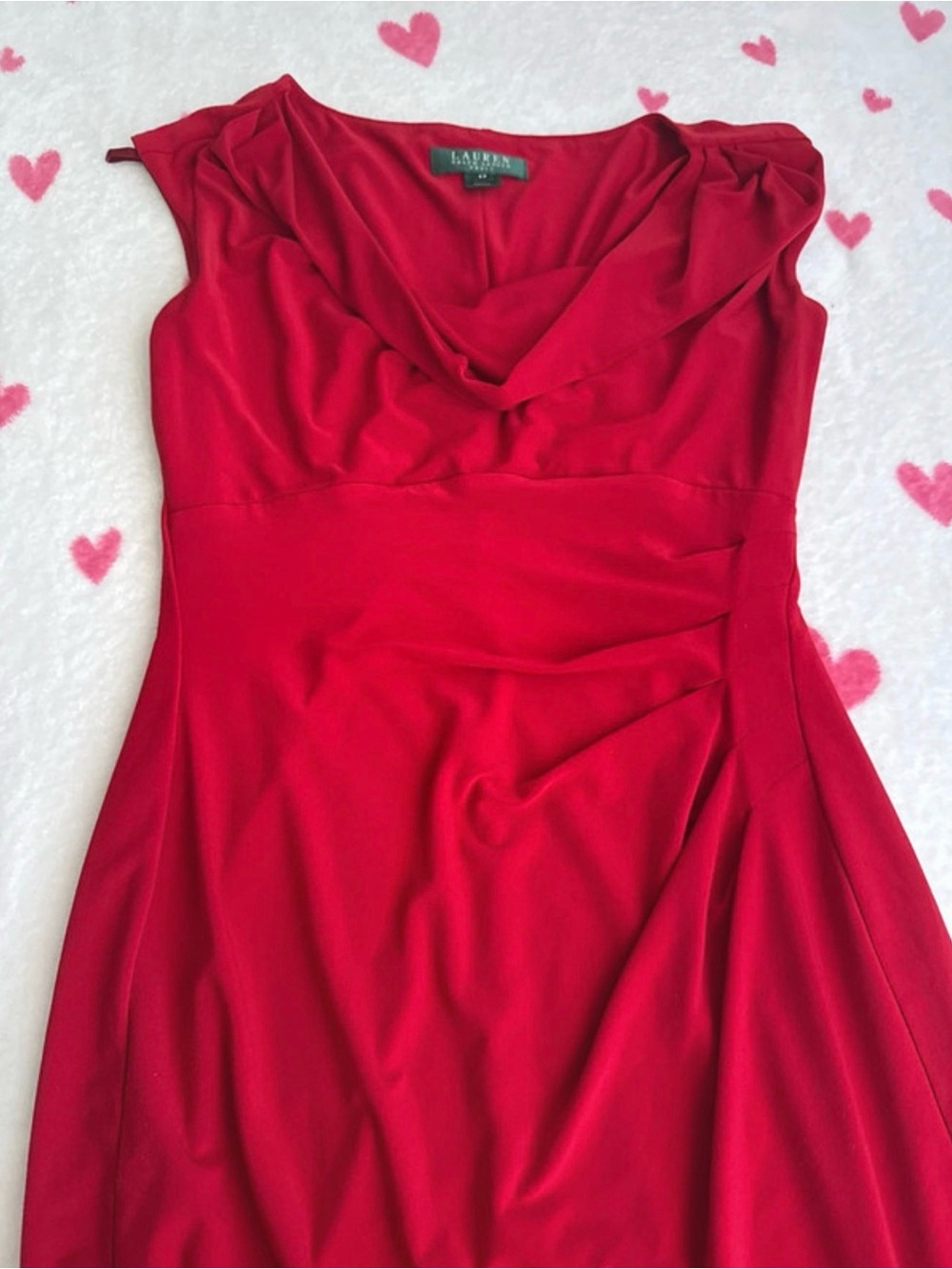 Ralph Lauren Red Cowl-Neck Midi Dress